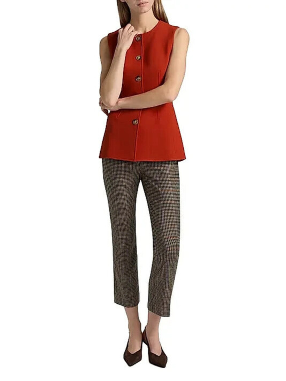 NEW, Veronica Beard Jessup Tailored Vest in Carnelian Red sz 8 #SJ2548 - Picture 5 of 10